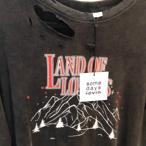 💵SOLD💵 NWT Somedays Lovin Land of Lovers Graphic Distressed Grunge T-Shirt Dress - Picture 2 of 5